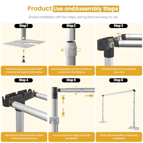 10x10ft Double Crossbar Backdrop Stand with Adjustable Metal Frame
