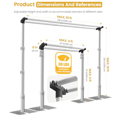 10x10ft Double Crossbar Backdrop Stand with Adjustable Metal Frame