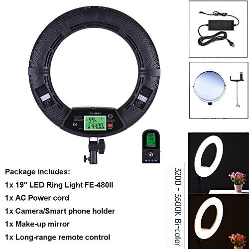 18-Inch Bi-Color LED Ring Light with Remote Control & LCD Display
