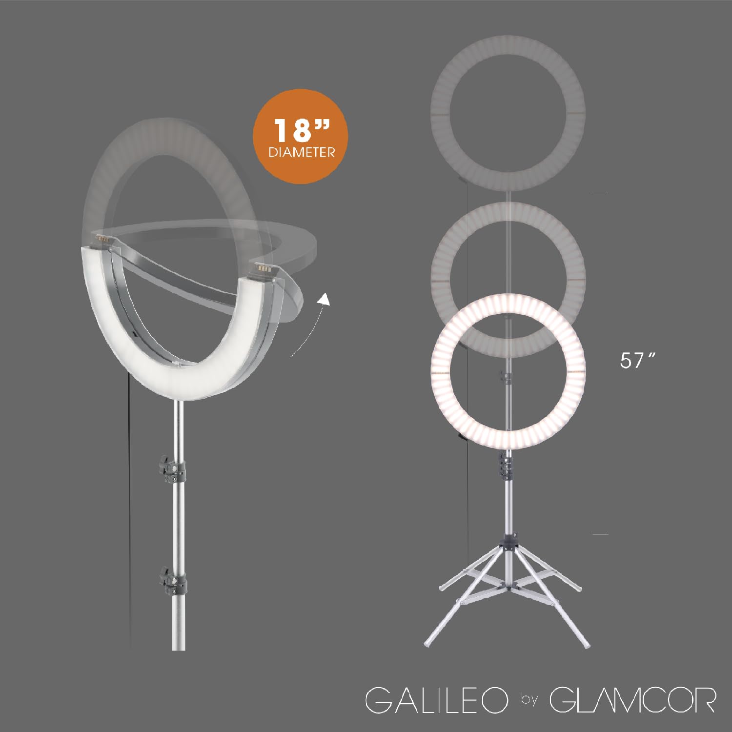18-Inch Foldable LED Ring Light Kit with Remote & Bluetooth Control