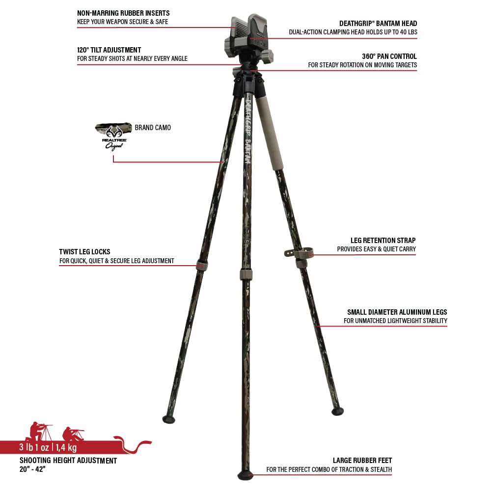 Aluminum Tripod with Adjustable Legs, Shooting Rest & Hands-Free Support