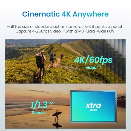 Wearable 4K Action Camera 128GB with 1/1.3" Sensor & Stabilization
