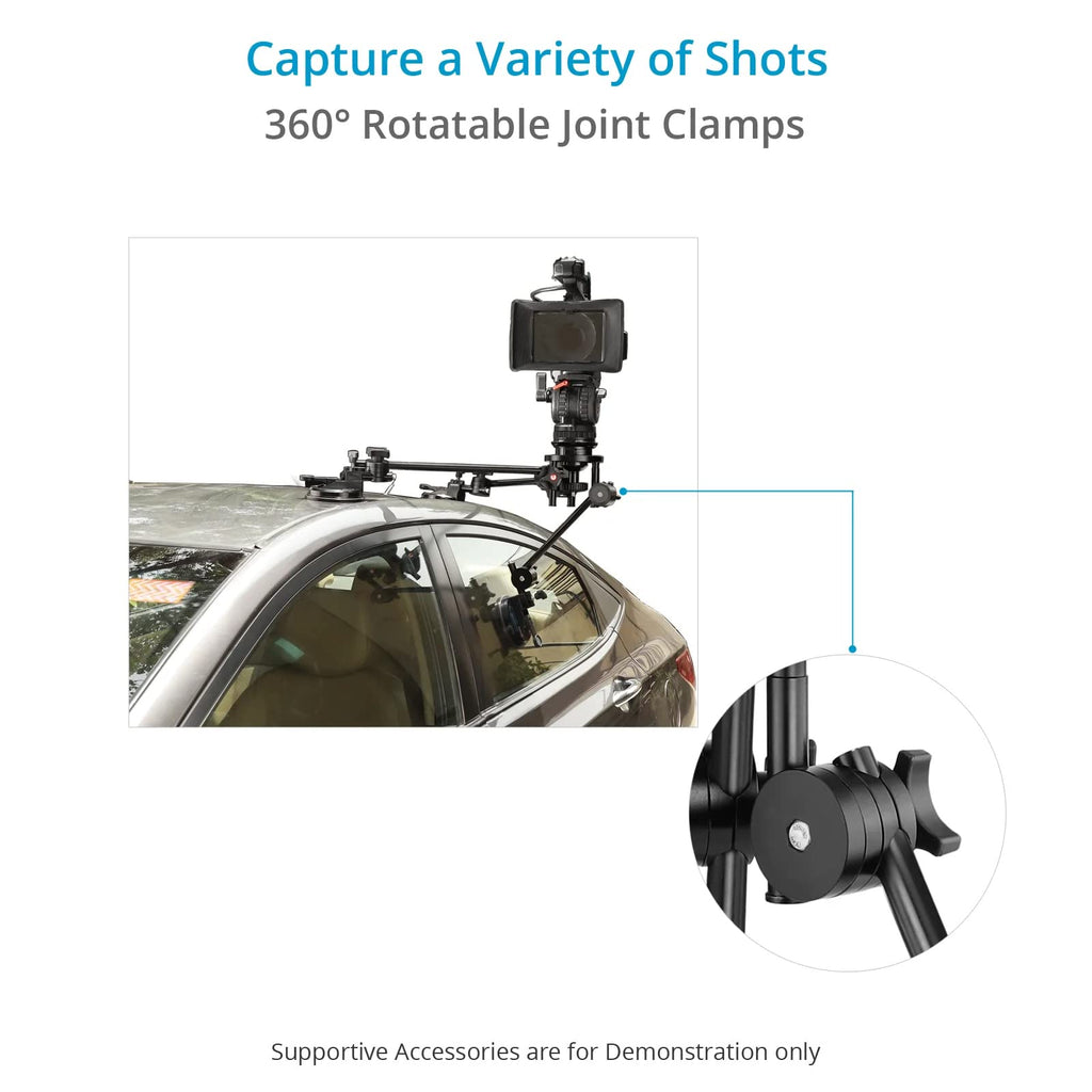 Car Suction Camera Mount with 100mm Bowl Adapter & 360° Rotation Clamps