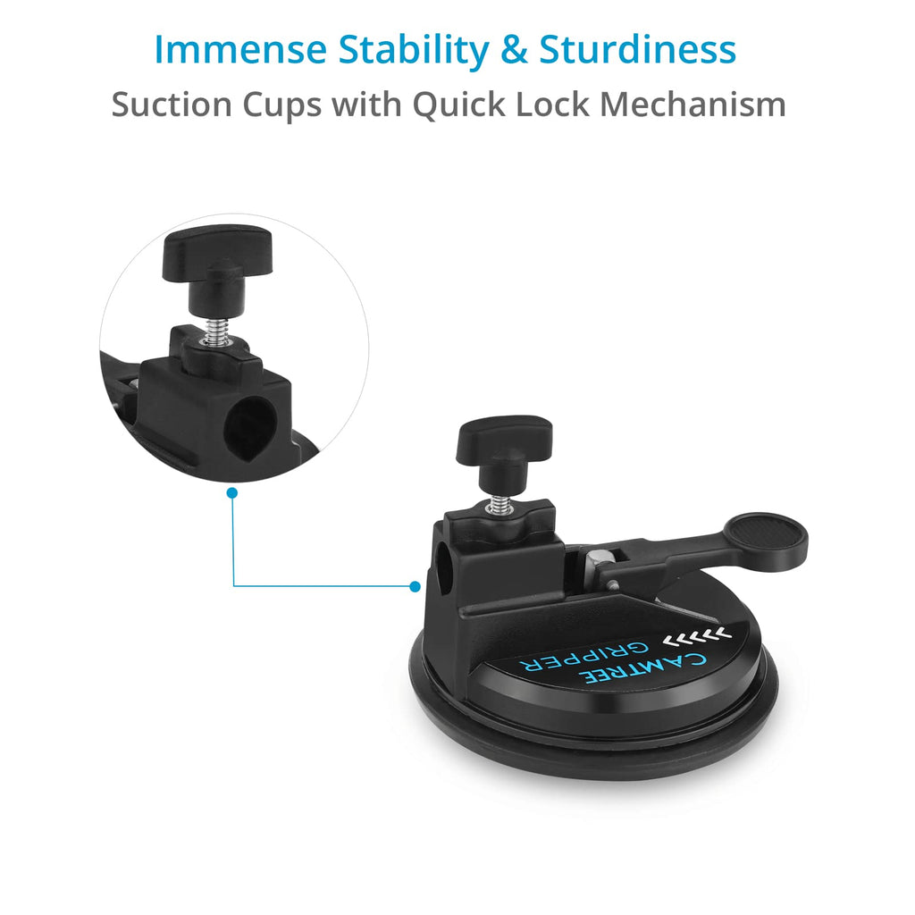 Car Suction Camera Mount with 100mm Bowl Adapter & 360° Rotation Clamps