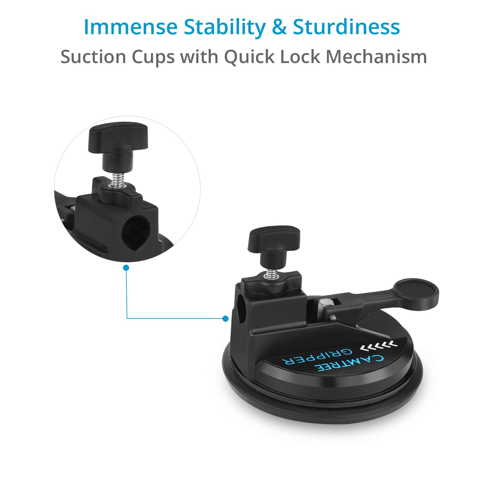 Car Suction Camera Mount with 100mm Bowl Adapter & 360° Rotation Clamps