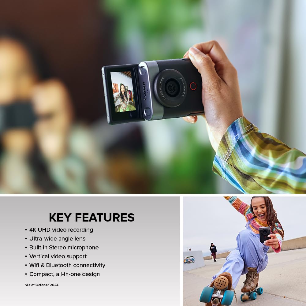 Vlog Camera with 1" CMOS Sensor, 4K Video & 19mm Wide-Angle Lens