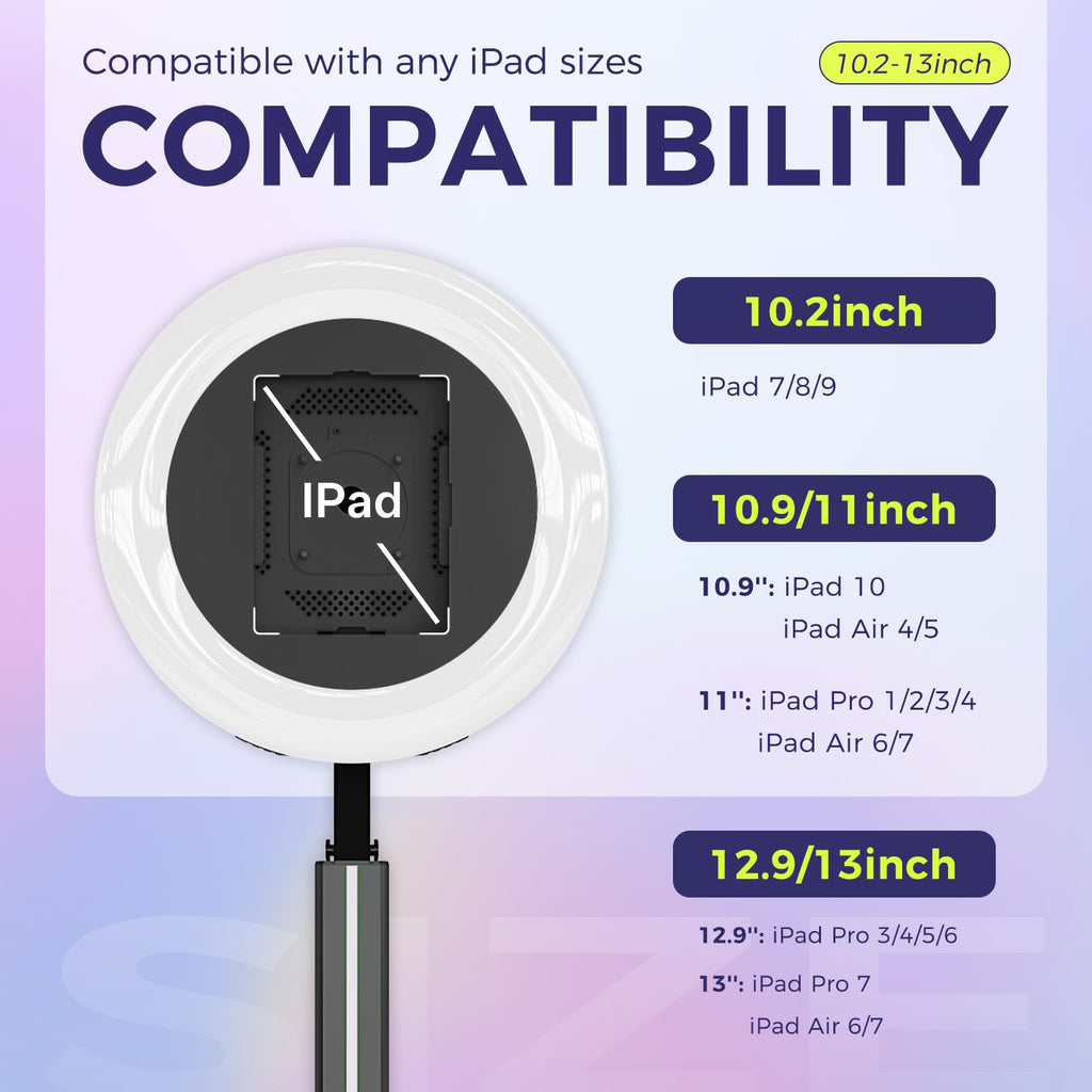 Portable Photo Booth Stand with RGB Ring Light for iPad