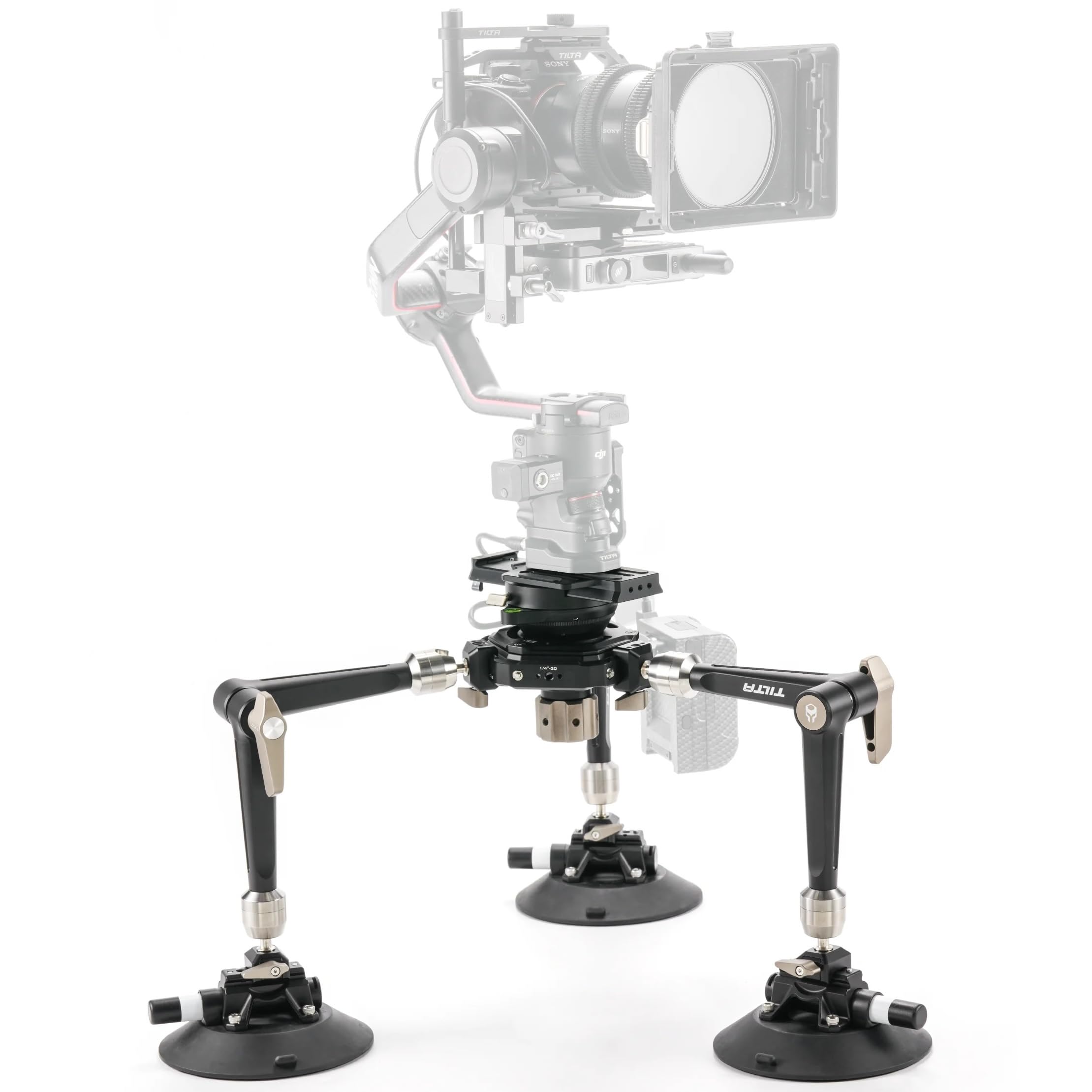 Articulating Car Mount System with Suction Cups for Tripod Heads