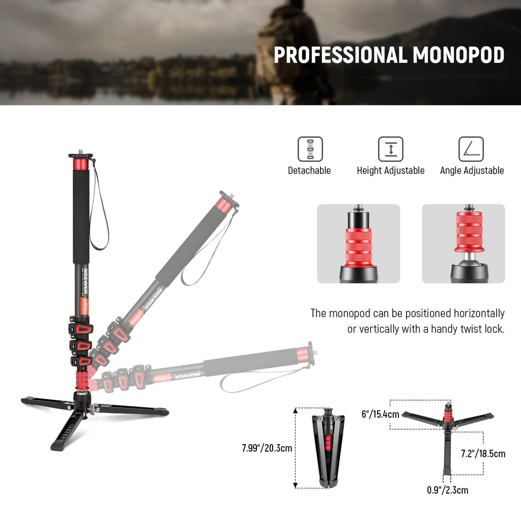 Telescopic Camera Monopod with Fluid Head & Tripod Base