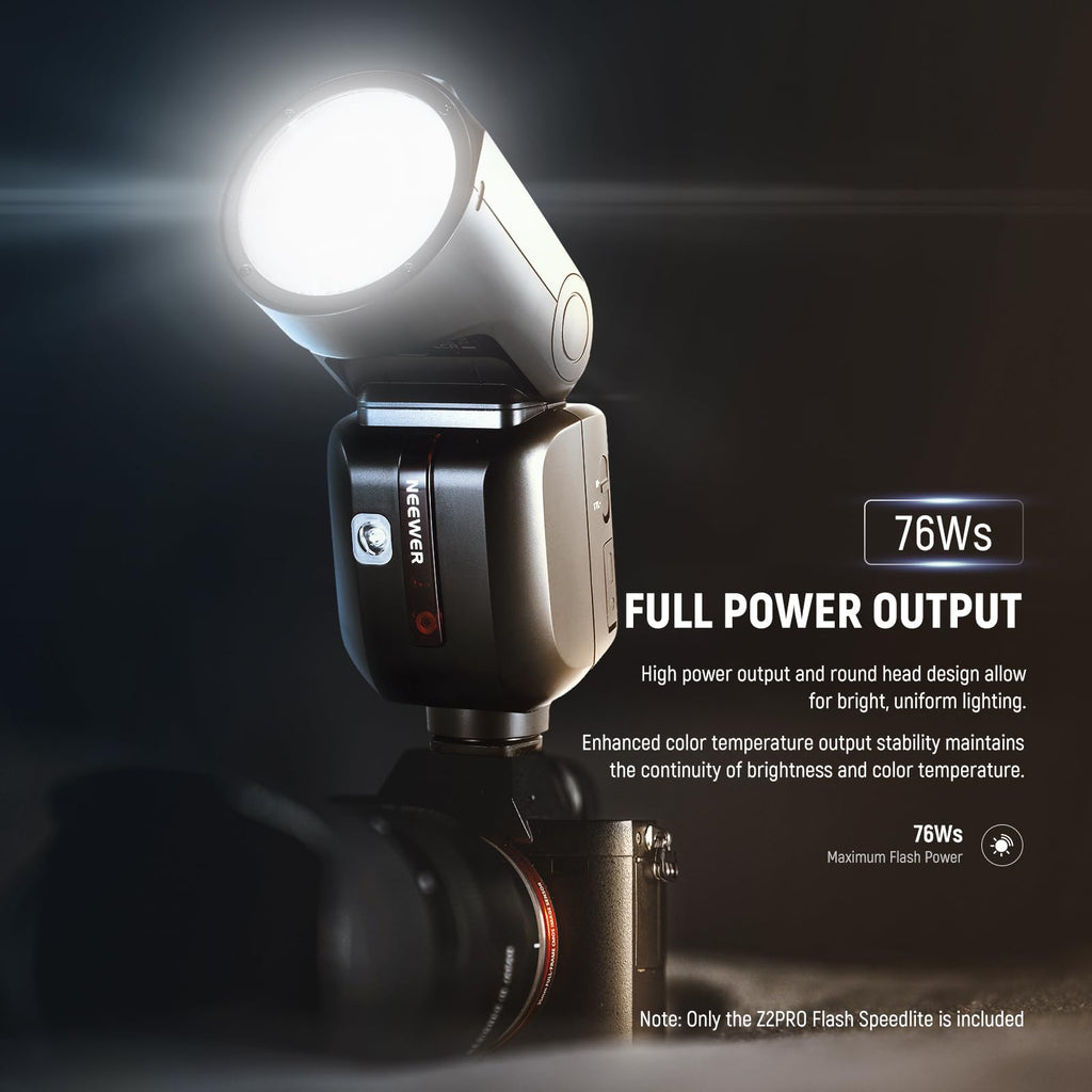 NEEWER Z2PRO-N 2.4G TTL Round Head Flash Speedlite, 600 Full Power Flash