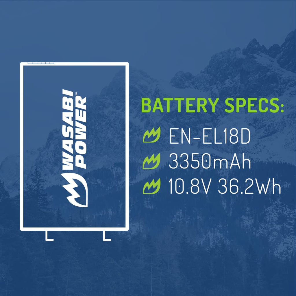 Dual Battery Charger Kit with 2 Batteries for EN-EL18d Cameras