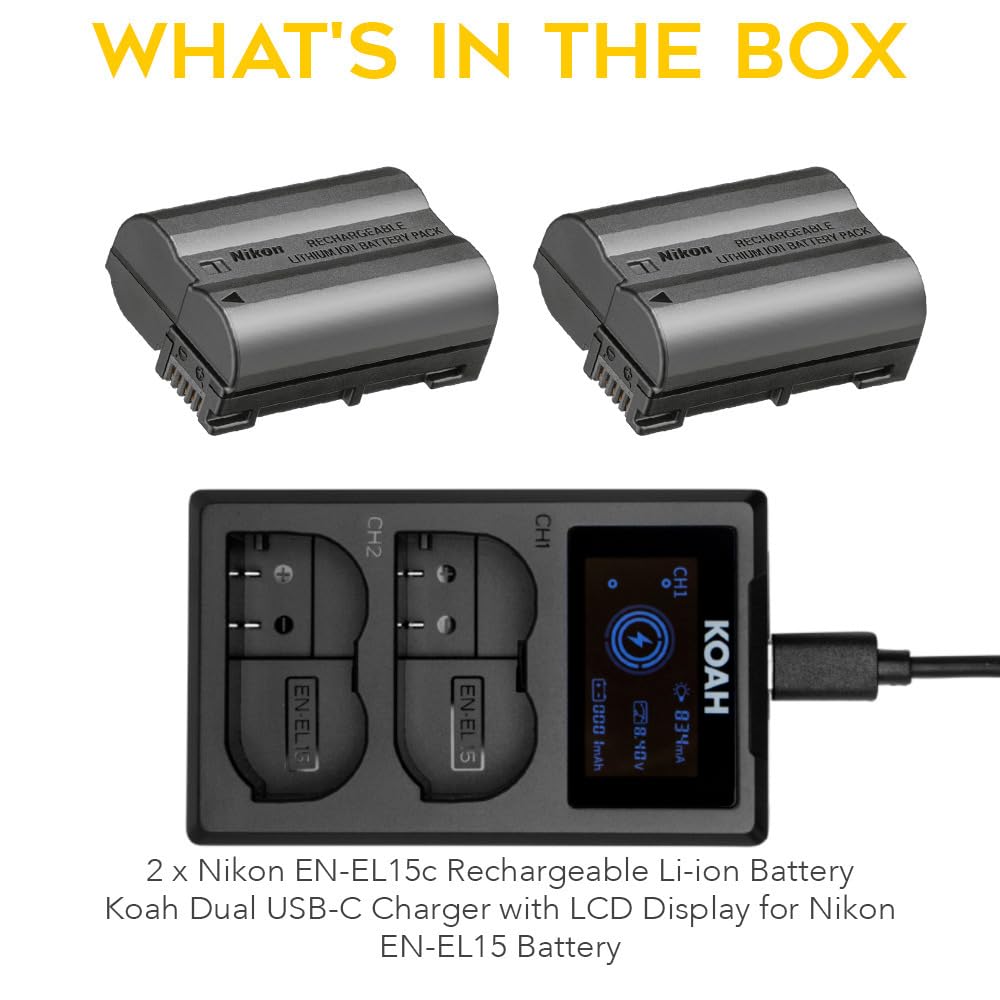 EN-EL15c Battery 2-Pack with USB-C LCD Charger