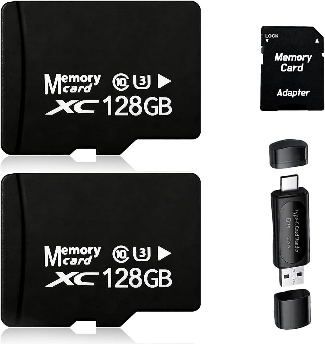 128GB MicroSDXC Card 2-Pack with SD Adapter & USB Reader