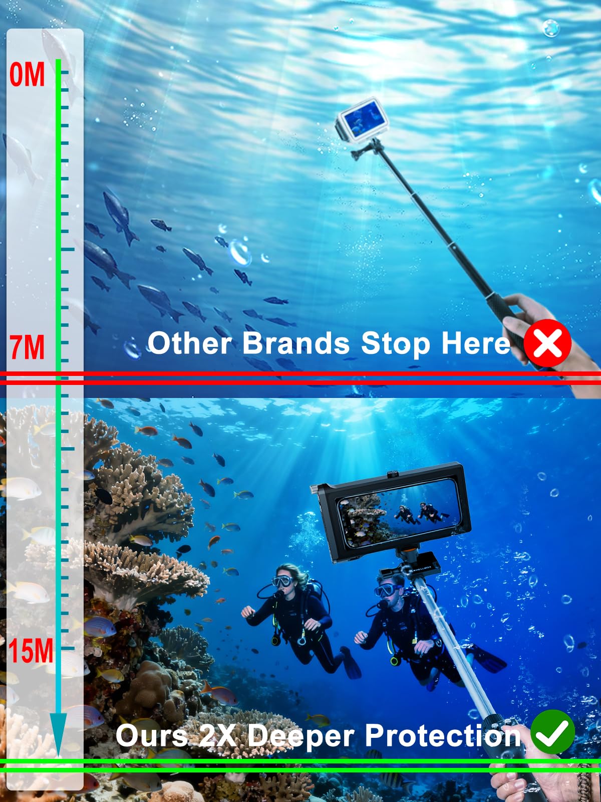3-in-1 Diving Kit with Waterproof Phone Case & Bluetooth Selfie Stick