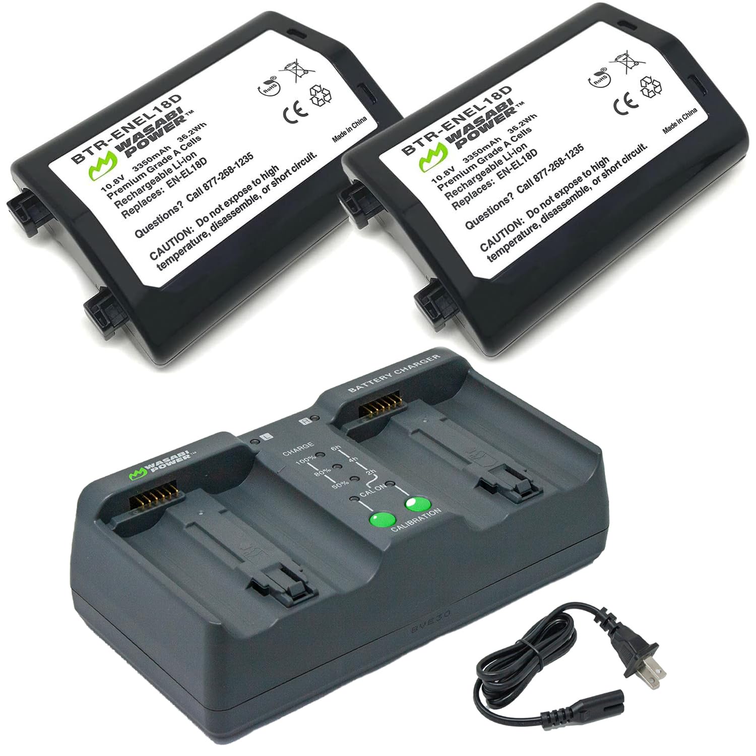 Dual Battery Charger Kit with 2 Batteries for EN-EL18d Cameras