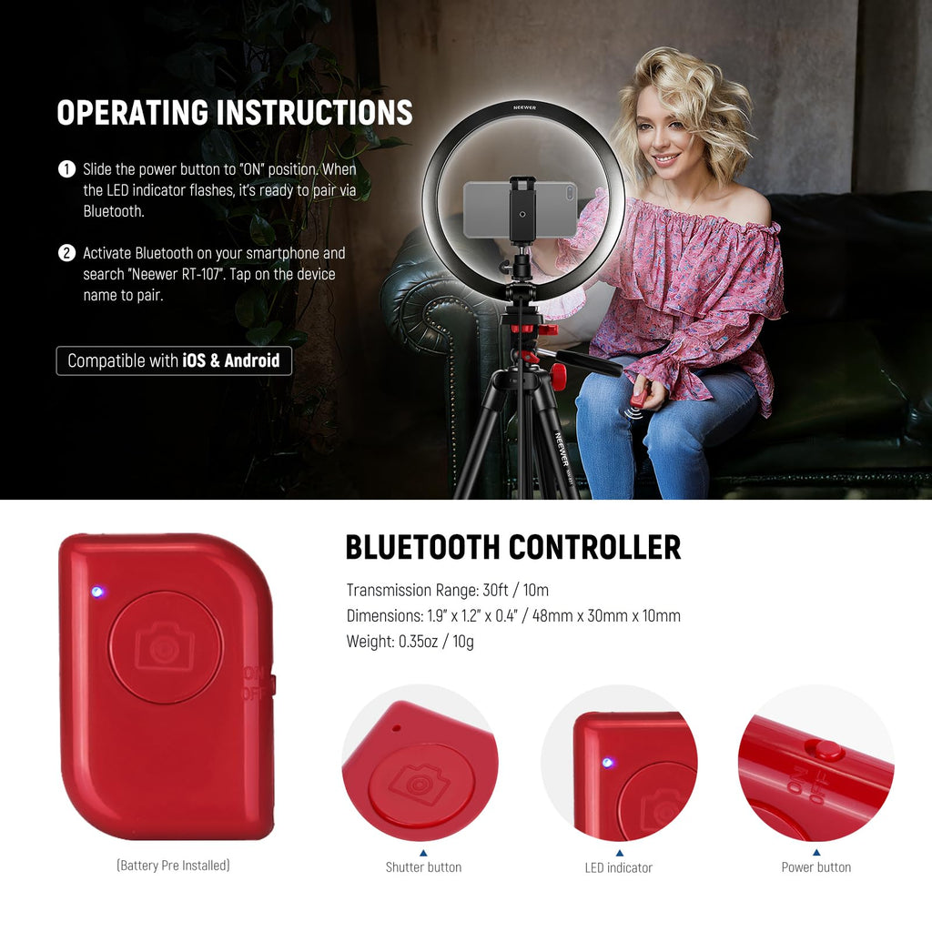 NEEWER Ring Light with Tripod Stand