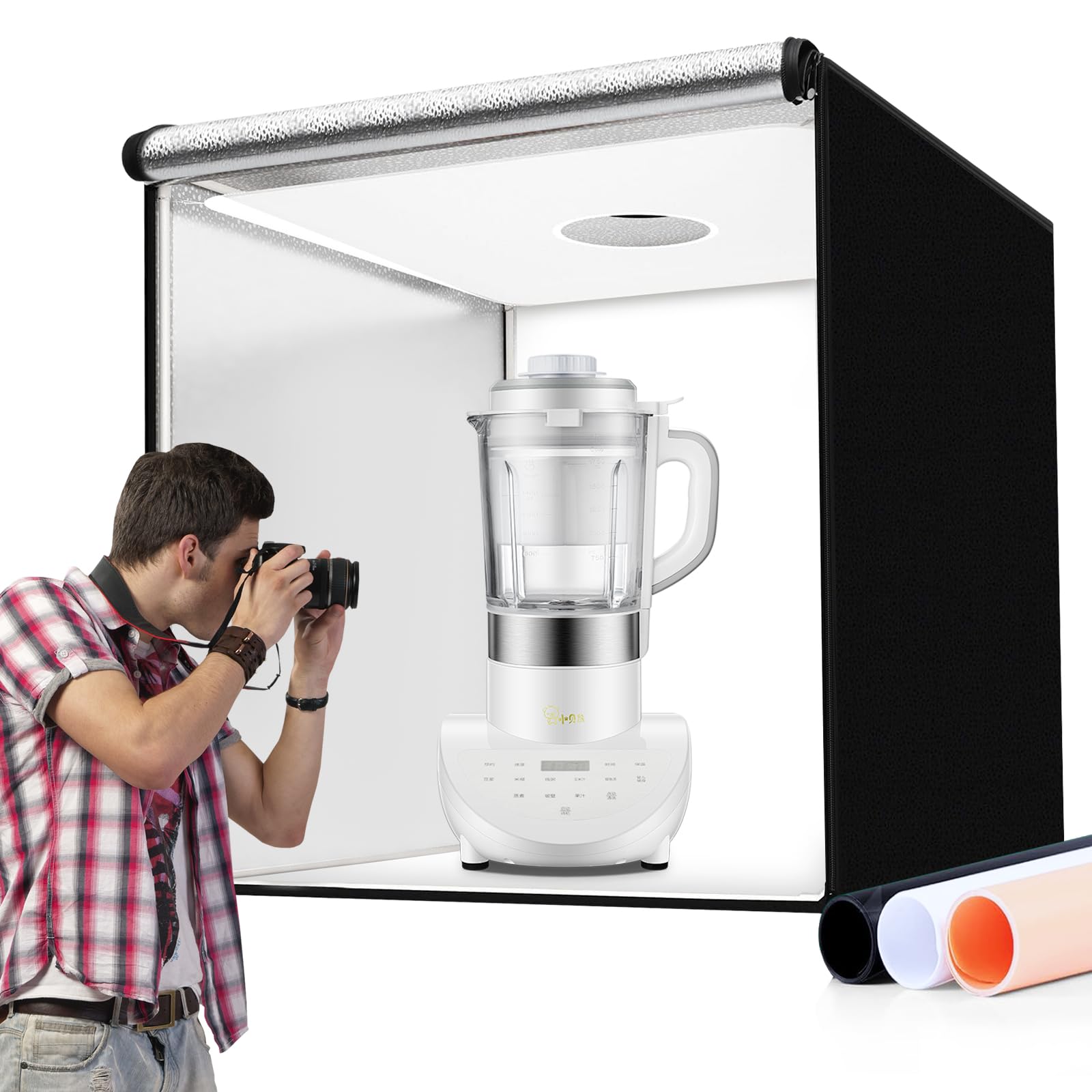 40x40-Inch Photo Light Box with Adjustable LED Lighting & Backdrops