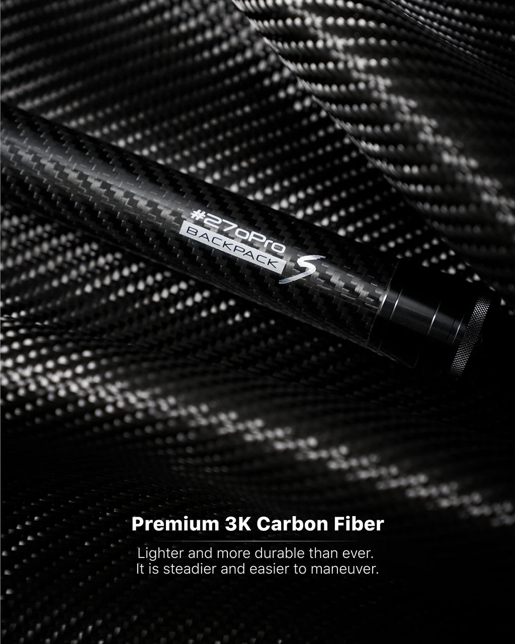 8.8ft Carbon Fiber Invisible Selfie Stick for Action Cameras