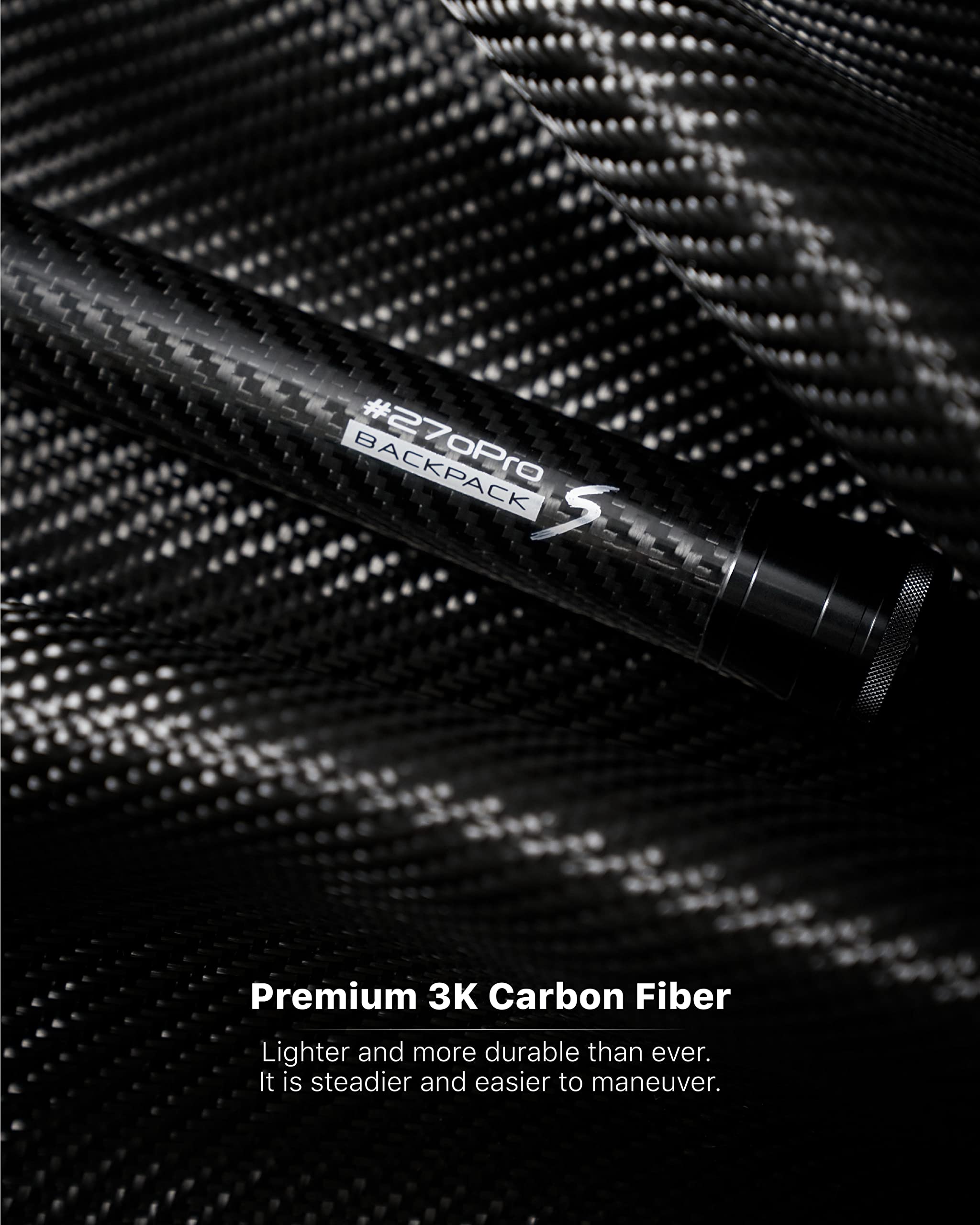 8.8ft Carbon Fiber Invisible Selfie Stick for Action Cameras