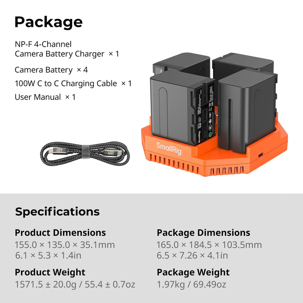 SmallRig 4-Channel NP-F970 Battery Charger Series