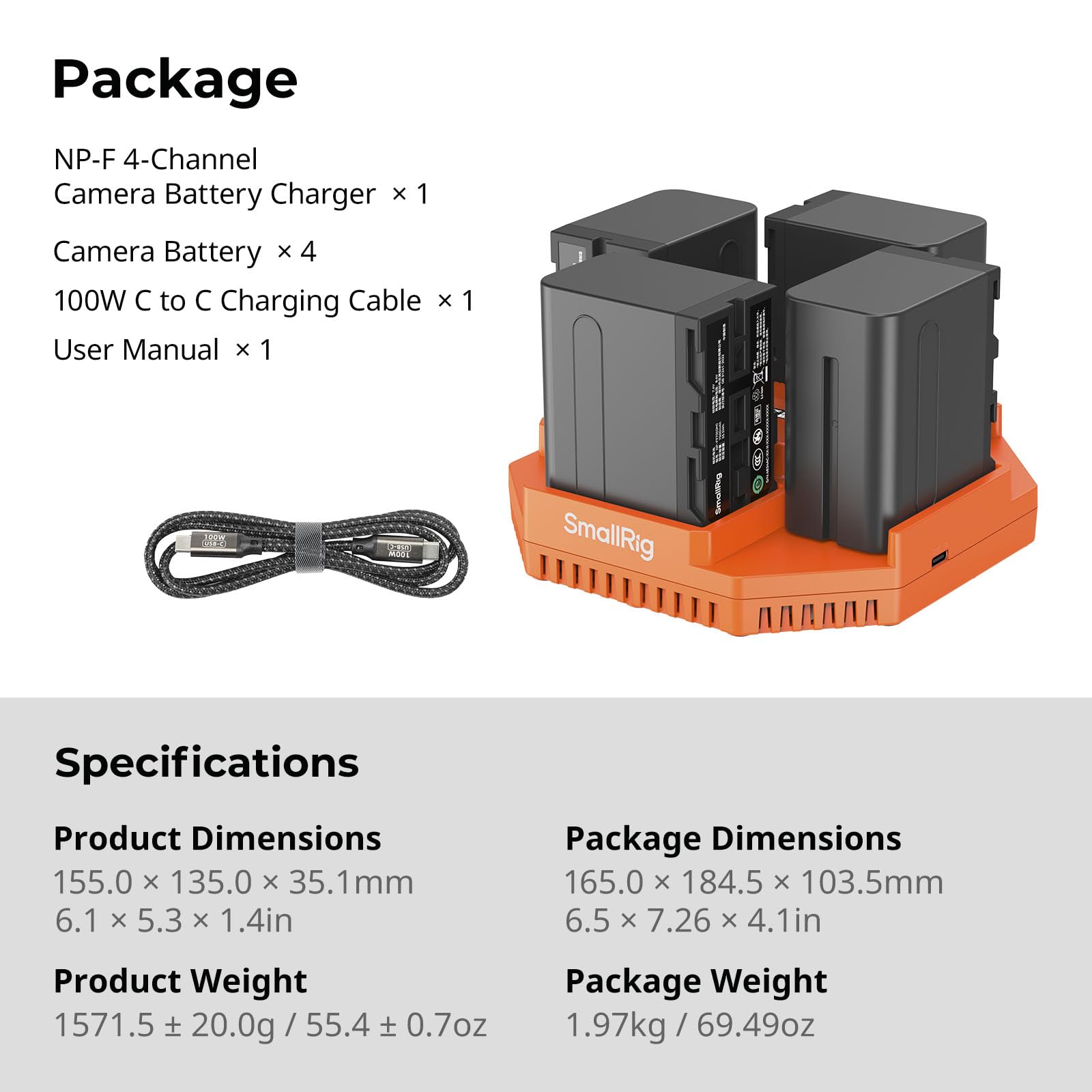SmallRig 4-Channel NP-F970 Battery Charger Series