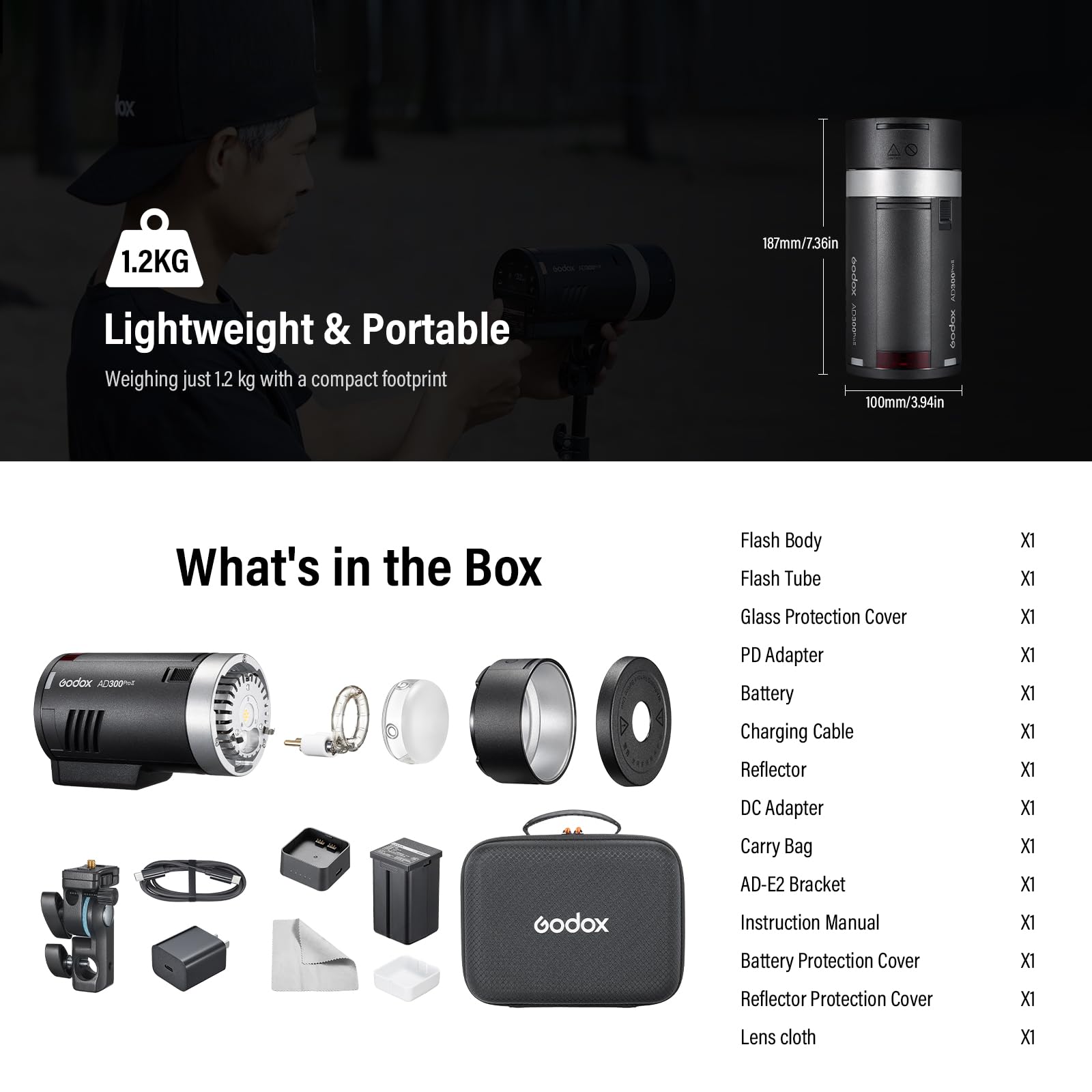 300Ws TTL HSS Flash Strobe with Bi-Color Modeling Lamp