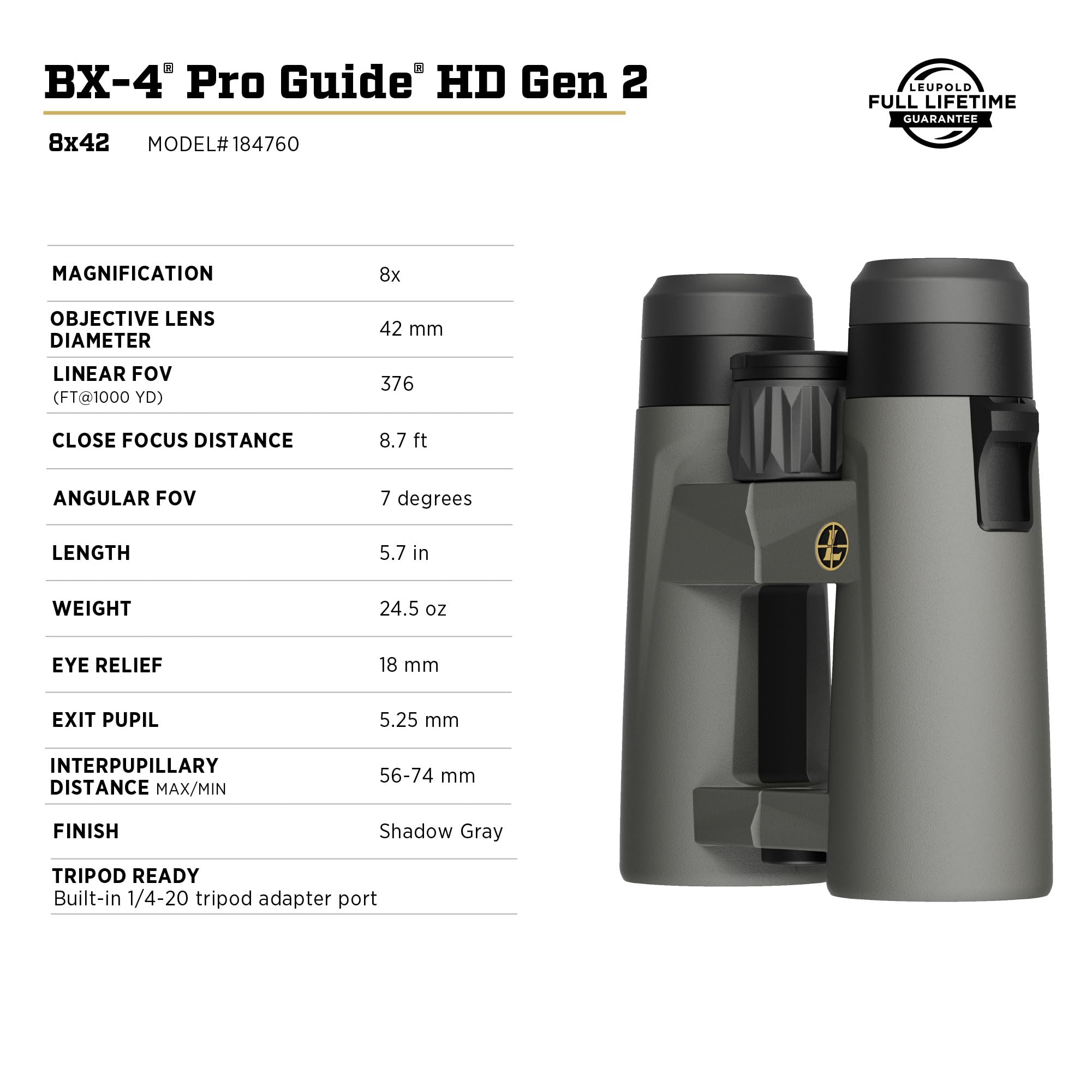 Leupold BX-4 Pro Guide HD Binoculars Gen 2
