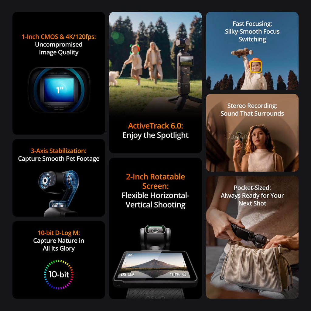 4K Vlogging Camera with 3-Axis Stabilization, Fast Focus & Subject Tracking