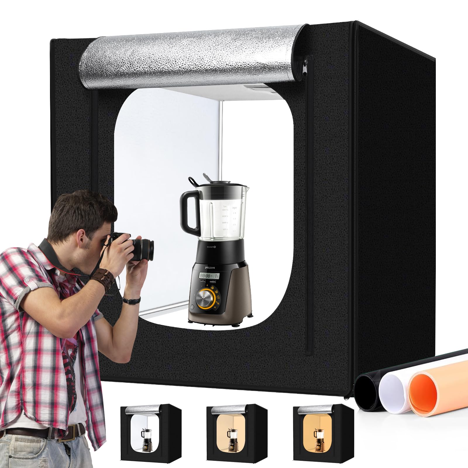 40x40-Inch Photo Light Box with Adjustable LED Lighting & Backdrops