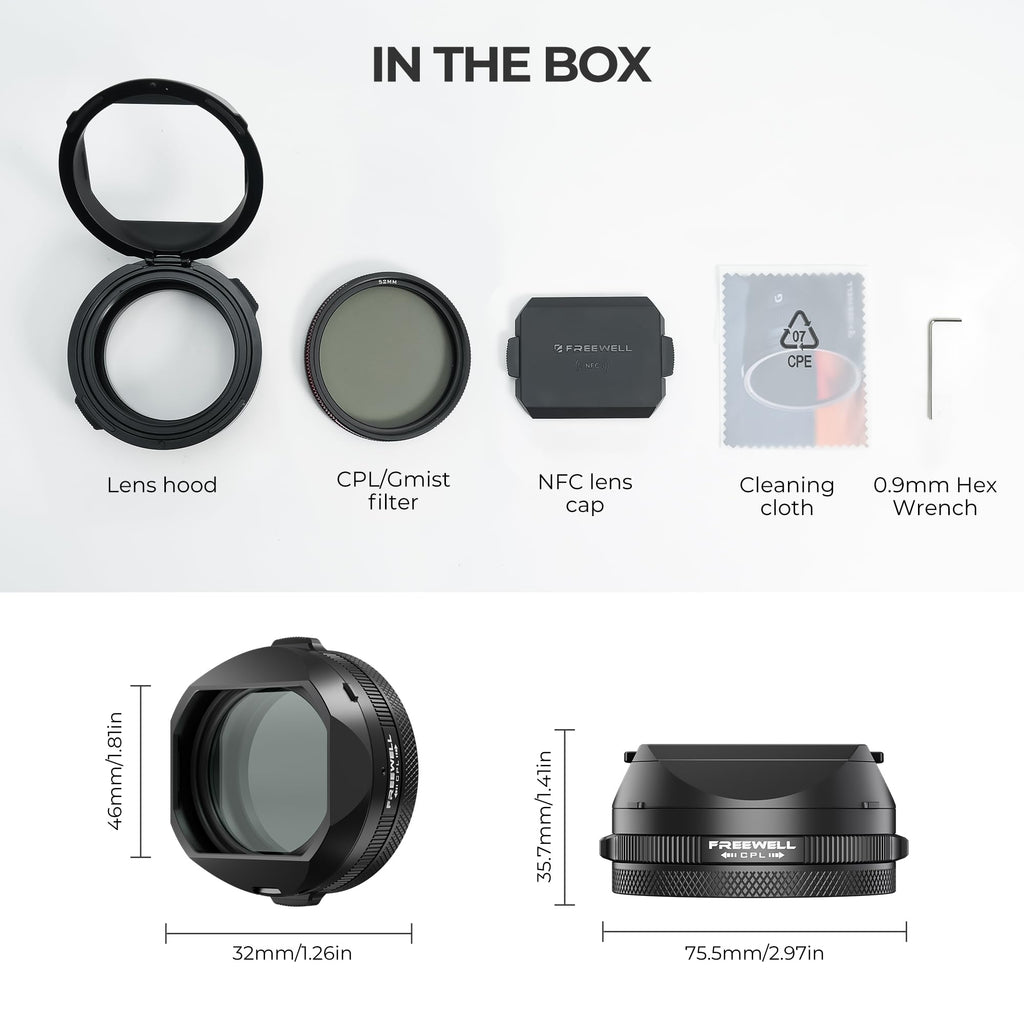 Lens Hood with CPL/Mist Filter & Quick Flip Adjustment for 40mm f/2 Lens