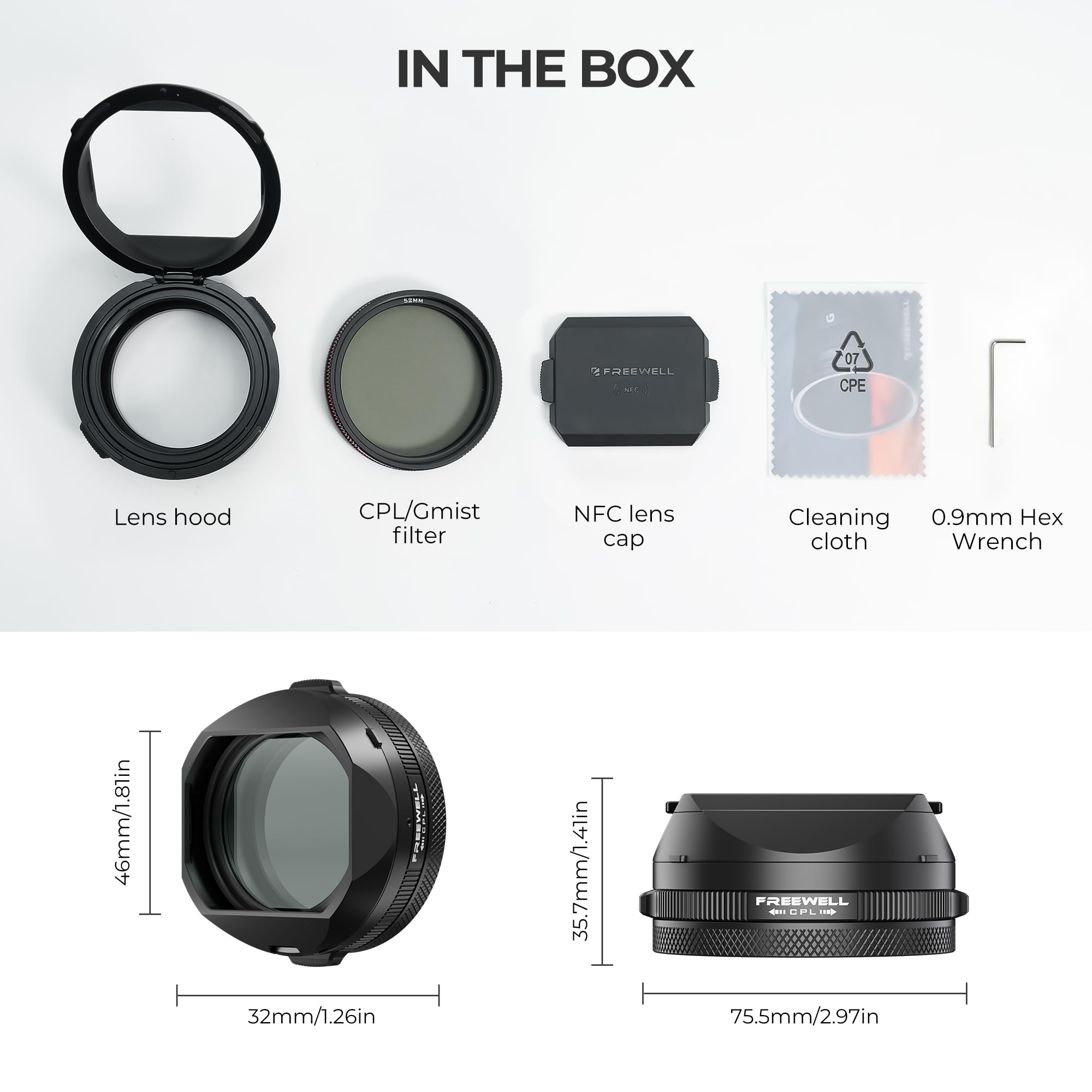 Lens Hood with CPL/Mist Filter & Quick Flip Adjustment for 40mm f/2 Lens