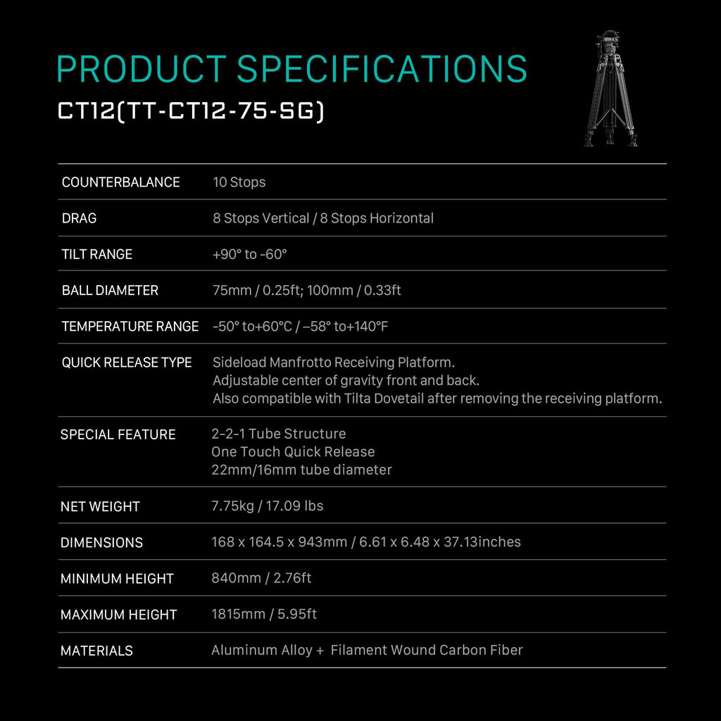 75mm Cine Fluid Head Tripod with 2-Stage Carbon Fiber Legs