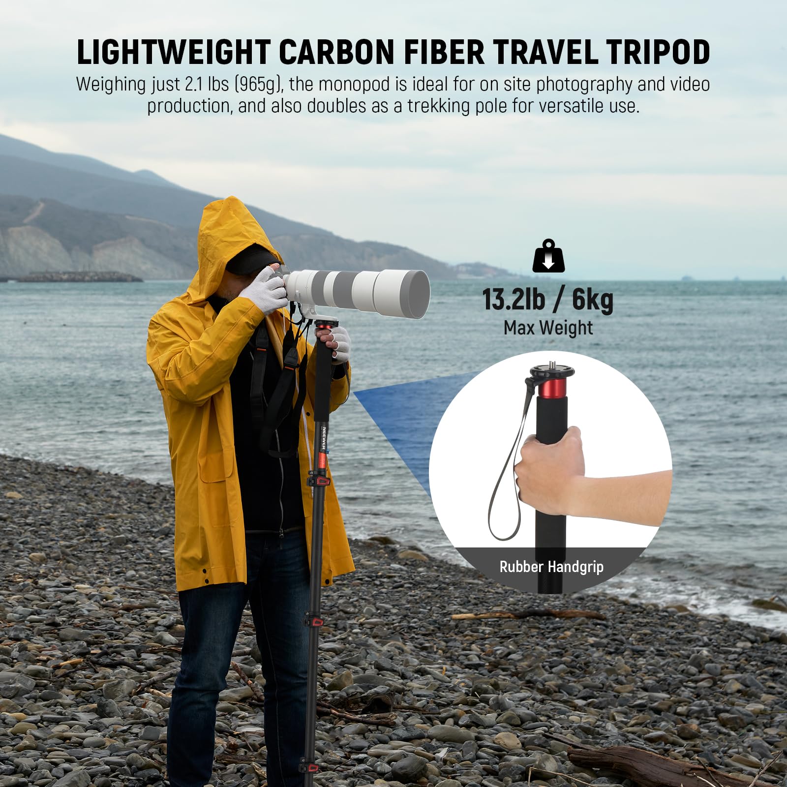 Telescopic Camera Monopod with Fluid Head & Tripod Base