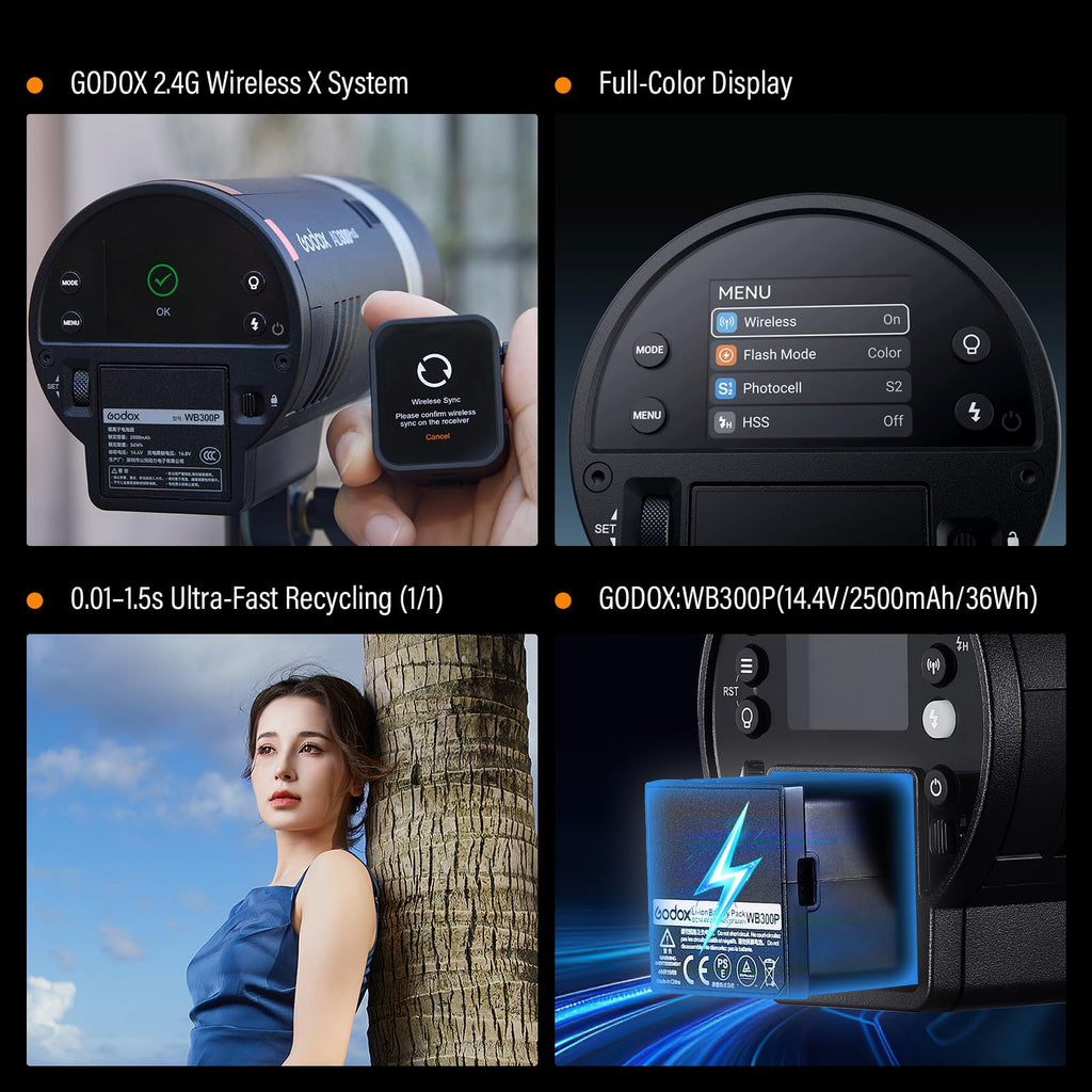 300Ws TTL HSS Flash Strobe with Bi-Color Modeling Lamp
