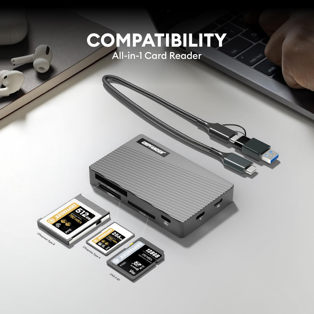 USB 3.2 Multi Card Reader with SD, microSD, CF & MS Support