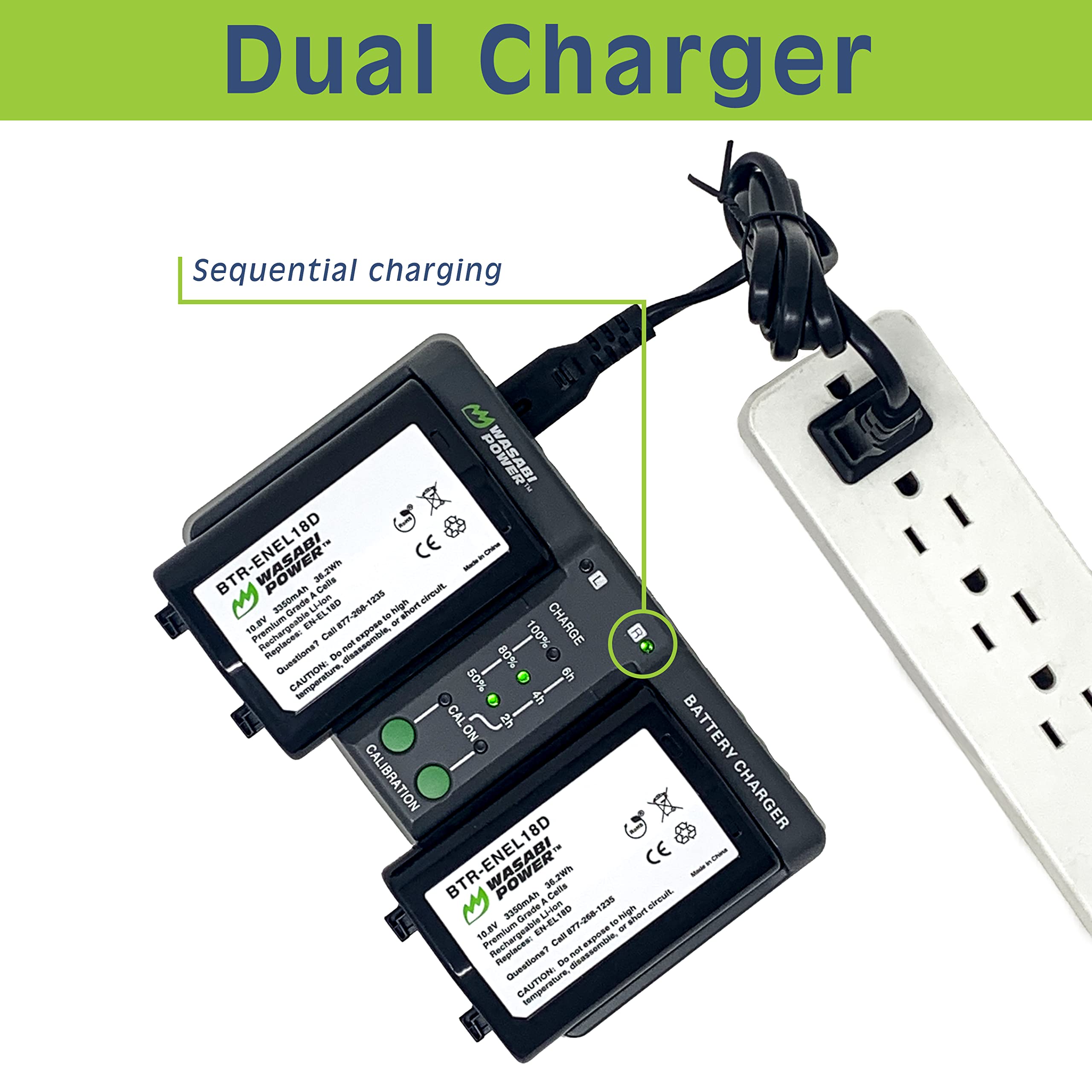 Dual Battery Charger Kit with 2 Batteries for EN-EL18d Cameras