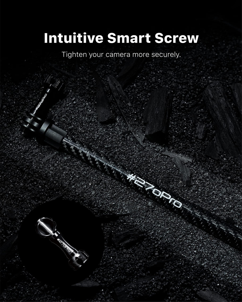 8.8ft Carbon Fiber Invisible Selfie Stick for Action Cameras